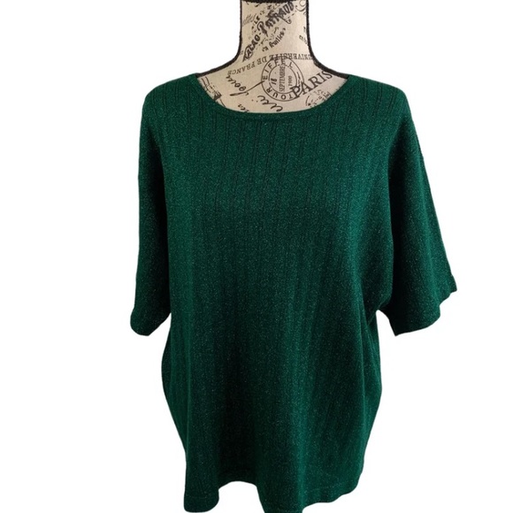 c. b. Collections women’s 3X glittery green blouse - Picture 11 of 11